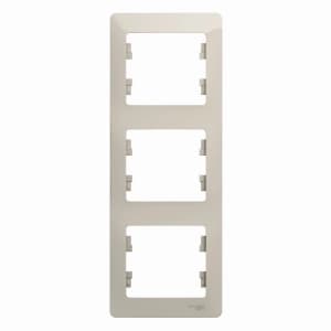 Рамка Systeme Glossa, 3 поста, вертикальная (молочный)