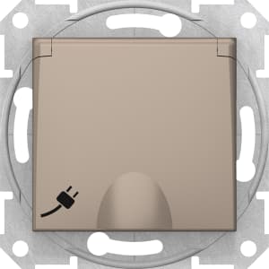 Розетка электрическая Schneider со шторками с откидной крышкой (Титан)