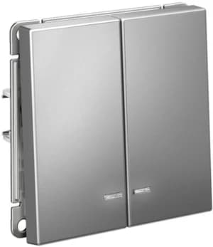 Двухклавишный выключатель с подсветкой (Сталь)