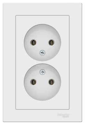 Розетка электрическая Schneider без заземления двойная (Лотос)