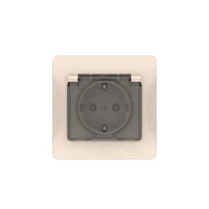 Розетка электрическая Schneider с откидной крышкой (Бежевый)