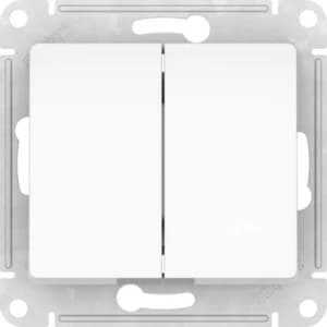 Двухклавишный выключатель на автозажимах (Белый)