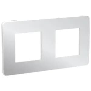 Рамка Schneider Studio Metal, 2 поста (хром/белый)
