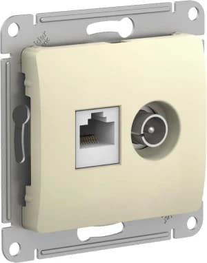 Розетка двойная Schneider Glossa RJ45+TV (Бежевый) кат. 5е