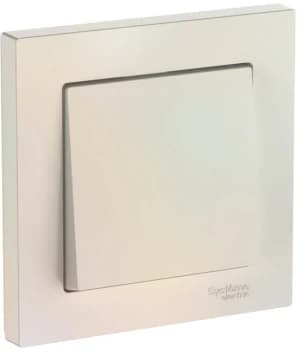 Одноклавишный выключатель в комплекте с рамкой на автозажимах (Жемчуг)