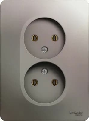 Розетка электрическая Schneider без заземления двойная (Платина)