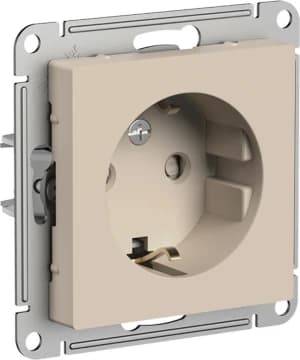 Розетка электрическая Schneider со шторками (Песочный)