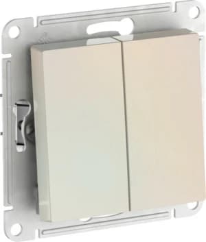 Двухклавишный выключатель на автозажимах (Жемчуг)