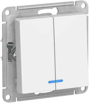 Двухклавишный выключатель с подсветкой (Лотос)