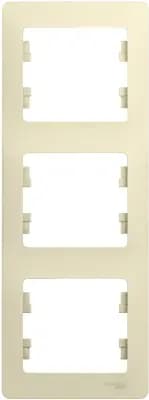 Рамка Systeme Glossa, 3 поста, вертикальная, Бежевая