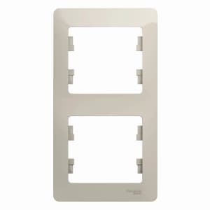 Рамка Systeme Glossa, 2 поста, вертикальная (молочный)