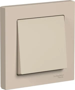 Одноклавишный выключатель в комплекте с рамкой (Песочный)