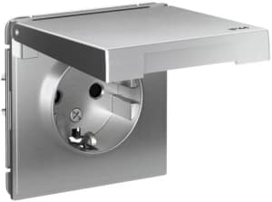 Влагозащищенная розетка электрическая IP44 Schneider со шторками с откидной крышкой (Алюминий)
