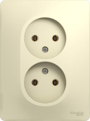 Розетка электрическая Schneider без заземления двойная (Бежевый)