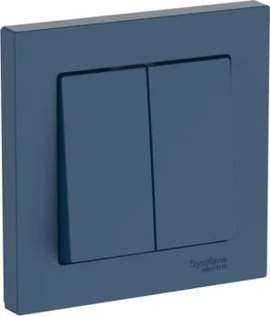 ATLASDESIGN 2-клавишный ВЫКЛЮЧАТЕЛЬ, сх.5, 10АХ, в сборе, быстрозажим. клем., АКВАМАРИН