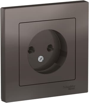 Розетка электрическая Schneider без заземления с рамкой (Мокко)