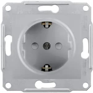 Розетка электрическая Schneider со шторками (Алюминий)