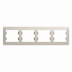 Рамка Systeme Glossa, 4 поста, горизонтальная (молочный)