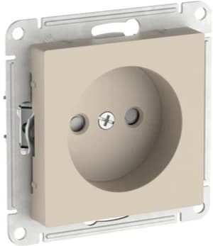Розетка электрическая Schneider со шторками на автозажимах без заземления (Песочный)