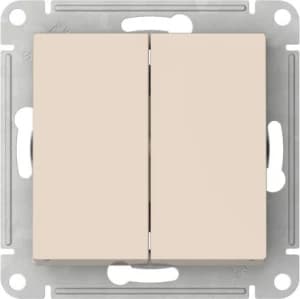 Двухклавишный выключатель на автозажимах (Бежевый)