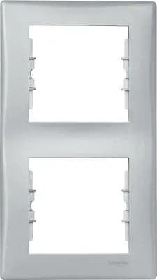 Рамка Schneider Sedna, 2 поста, вертикальная (алюминий)