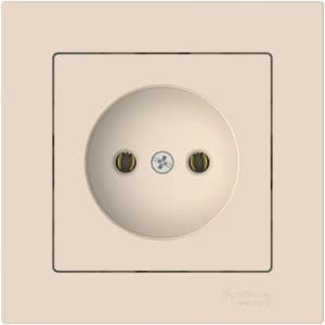 Розетка электрическая Schneider на автозажимах без заземления с рамкой (Бежевый)