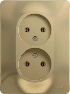 Розетка электрическая Schneider без заземления двойная (Титан)