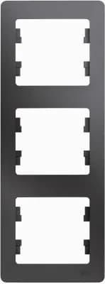 Рамка Systeme Glossa, 3 поста, вертикальная (графит)