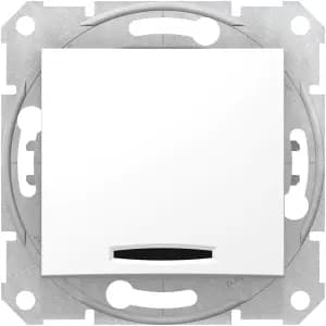 Одноклавишный переключатель с подсветкой 16A (Белый)