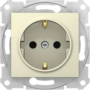 Розетка электрическая Schneider со шторками (Бежевый)