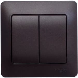 Двухклавишный выключатель в комплекте с рамкой (Шоколад)