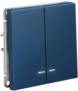 Двухклавишный выключатель с подсветкой на автозажимах (Аквамарин)