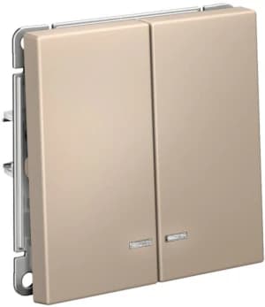 Двухклавишный выключатель с подсветкой (Песочный)