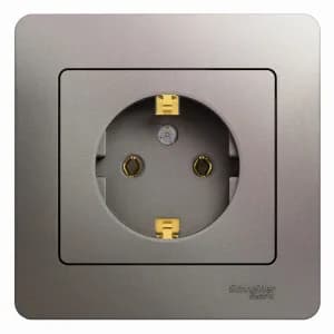 Розетка электрическая Schneider с рамкой (Платина)