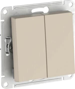 Двухклавишный выключатель на автозажимах (Песочный)