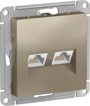 Розетка информационная RJ45 двойная категория 5e (Шампань)