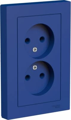 Розетка электрическая Schneider без заземления двойная (Аквамарин)