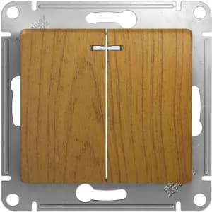 Двухклавишный выключатель с подсветкой (Дерево дуб)