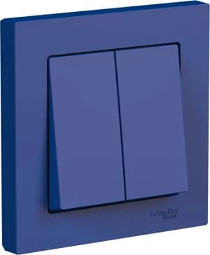 Двухклавишный выключатель в комплекте с рамкой (Аквамарин)