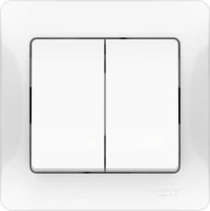 Двухклавишный выключатель на автозажимах (Белый)