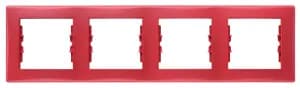 Рамка Schneider Sedna, 4 поста, горизонтальная, Красная