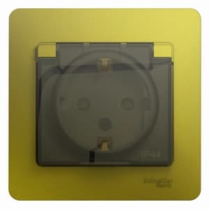Влагозащищенная розетка электрическая IP44 Schneider со шторками с откидной крышкой (Фисташковый)