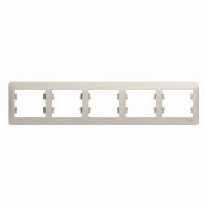 Рамка Systeme Glossa, 5 постов, горизонтальная (молочный)