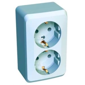 Розетка электрическая Schneider со шторками с рамкой двойная (Белый)