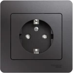 Розетка электрическая Schneider со шторками с рамкой (Графит)
