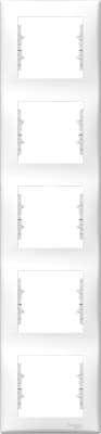 Рамка Schneider Sedna, 5 постов, вертикальная, белая