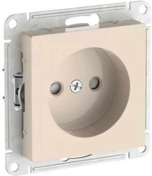 Розетка электрическая Schneider со шторками на автозажимах без заземления (Бежевый)