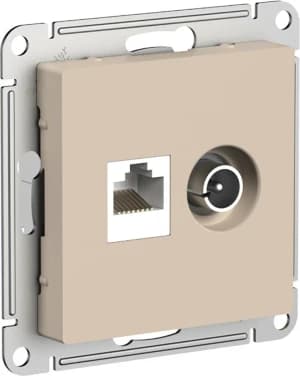 Розетка двойная Schneider AtlasDesign RJ45+TV (Песочный) кат. 5е
