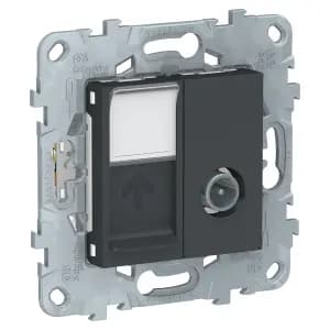 Розетка TV одиночкая + комп.RJ45 кат.6 Unica New (антрацит)