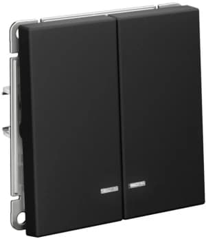 Двухклавишный выключатель с подсветкой на автозажимах (Карбон)